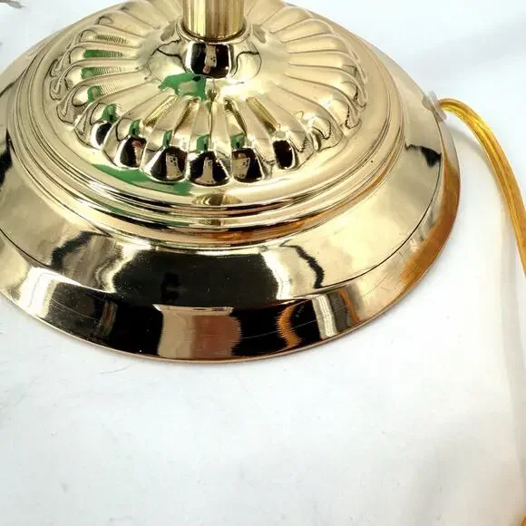 Vintage Banker's Desk Piano Lamp Green Glass Shade Pull Chain Gold Metal Base - Picture 11 of 13